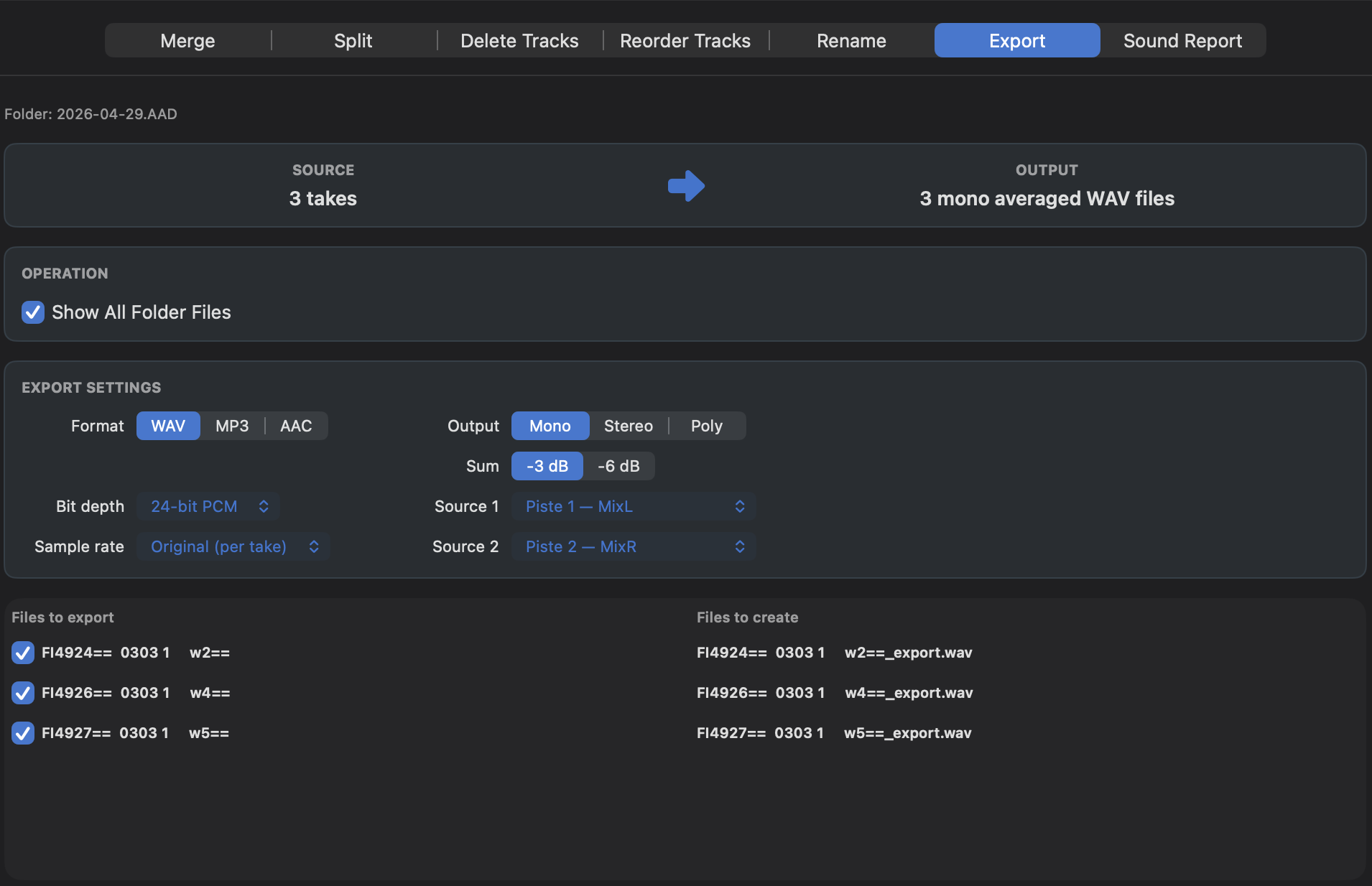 WaveTag Pro 1.6 · Audio Export